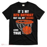 15 Year Old Happy 15th Birthday Basketball 15th Birthday T-Shirt thumb 0