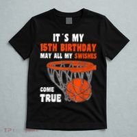 15 Year Old Happy 15th Birthday Basketball 15th Birthday T-Shirt thumb 5