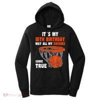 15 Year Old Happy 15th Birthday Basketball 15th Birthday Women's Hoodie thumb 0
