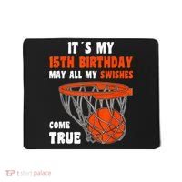 15 Year Old Happy 15th Birthday Basketball 15th Birthday Mousepad thumb 0