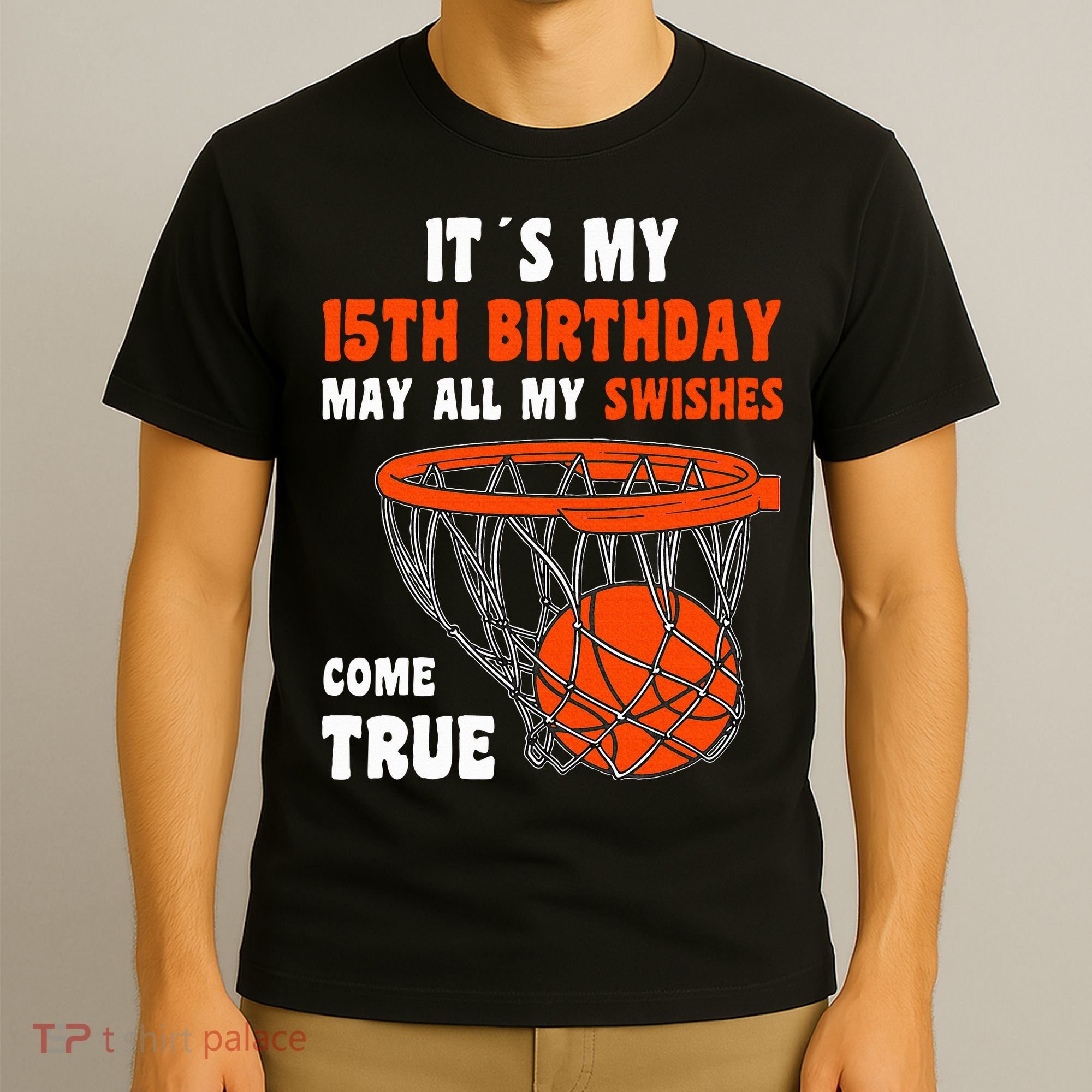 15 Year Old Happy 15th Birthday Basketball 15th Birthday T-Shirt