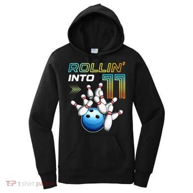 11 Year Old Bowling Retro Vintage 11th Birthday Women's Hoodie