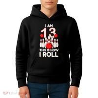 13 Year Old Bowling Party 13th Birthday Is How I Roll Kids Hoodie thumb 4