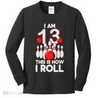 13 Year Old Bowling Party 13th Birthday Is How I Roll Kids Long Sleeve Shirt thumb 0
