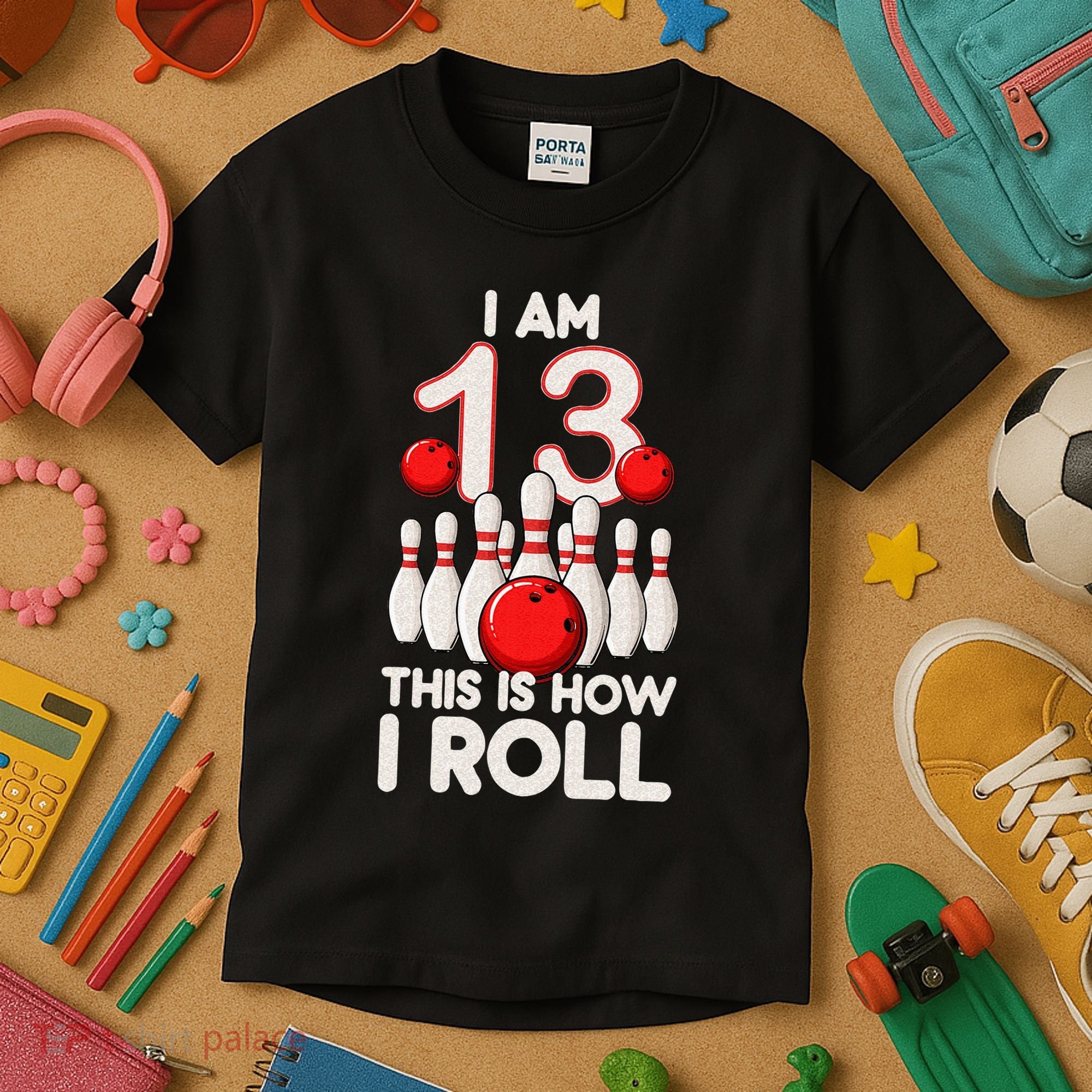 13 Year Old Bowling Party 13th Birthday Is How I Roll Kids T-Shirt