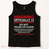 13 Years Old Warning Dangerous Teenager 13th Birthday Tank Top thumb 2