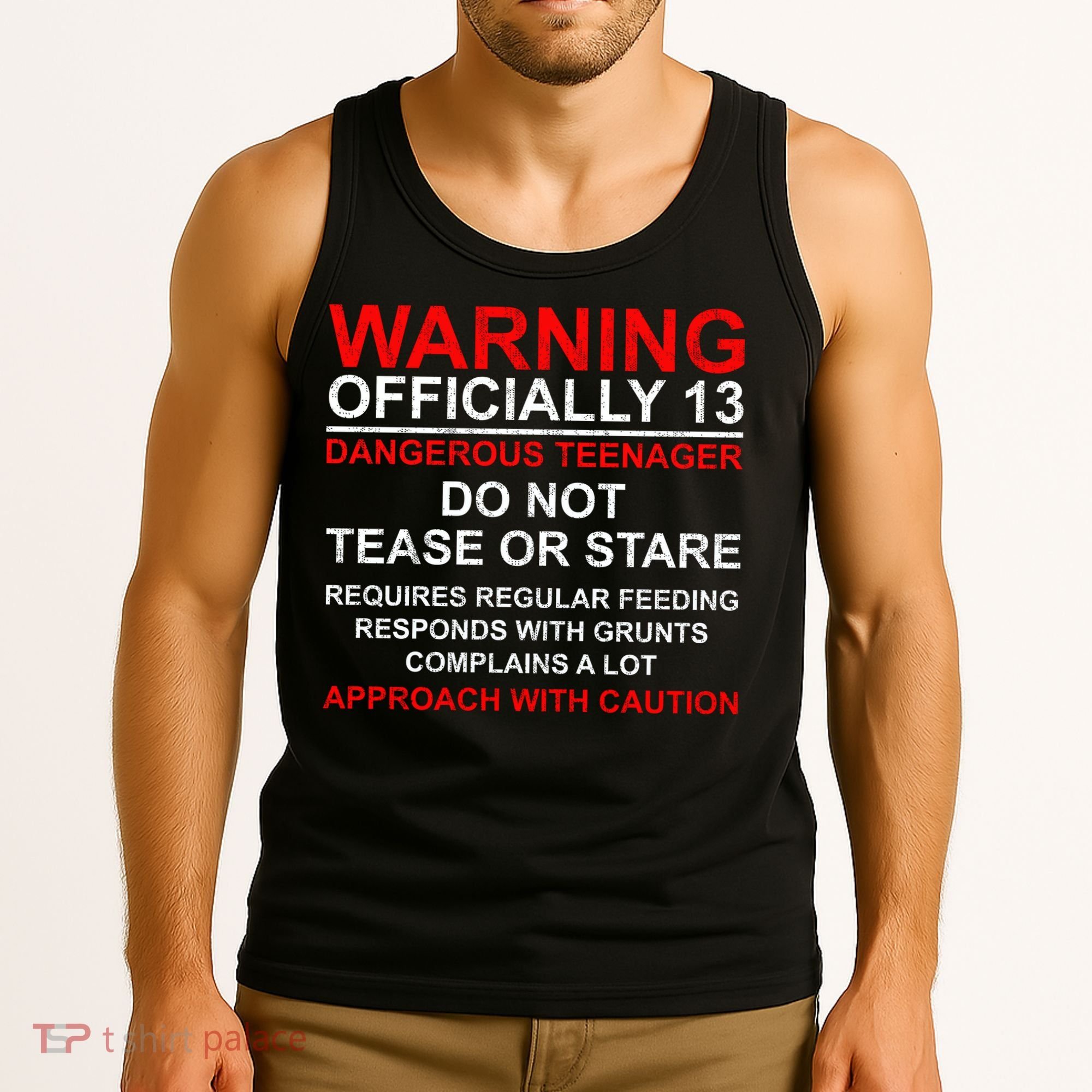13 Years Old Warning Dangerous Teenager 13th Birthday Tank Top