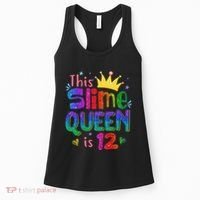 12 Year Old Gift This Slime Queen Is 12th Birthday N Women's Tank Top thumb 0