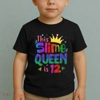 12 Year Old Gift This Slime Queen Is 12th Birthday N Toddler T-Shirt thumb 2