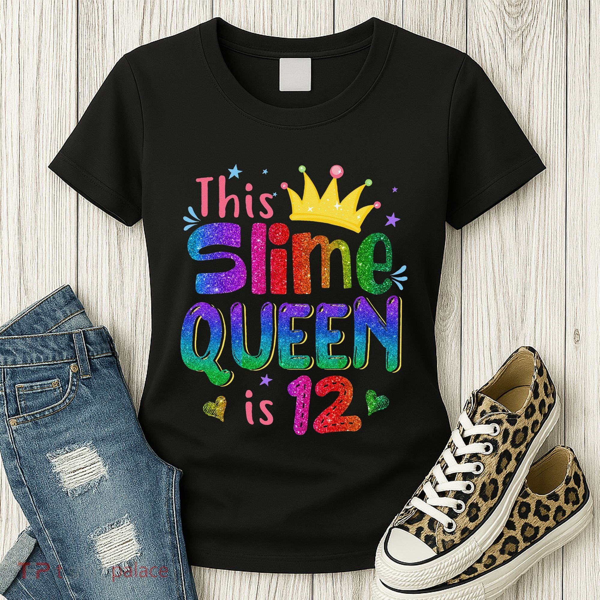 12 Year Old Gift This Slime Queen Is 12th Birthday N Women's T-Shirt