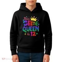 12 Year Old Gift This Slime Queen Is 12th Birthday N Kids Hoodie thumb 4