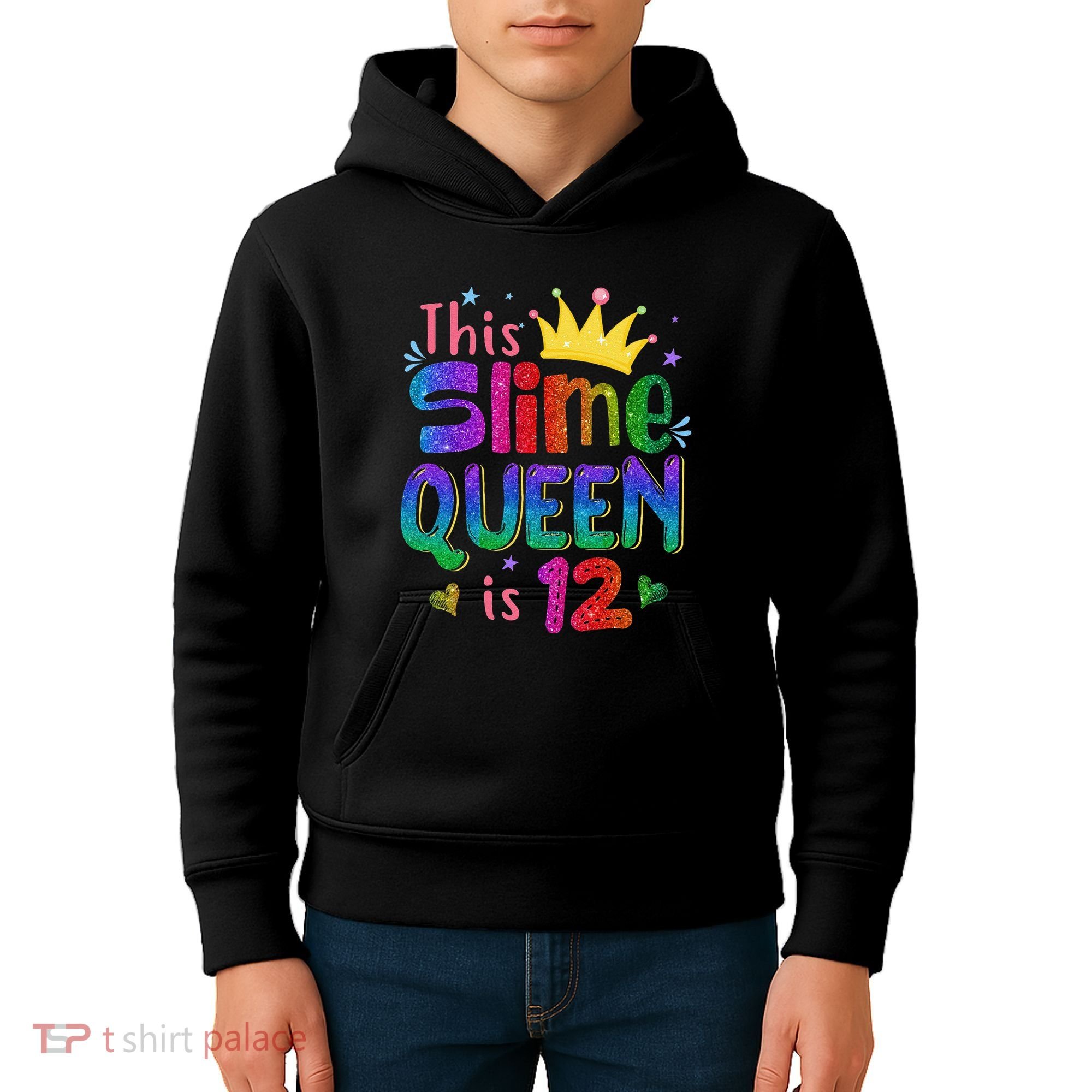 12 Year Old Gift This Slime Queen Is 12th Birthday N Kids Hoodie