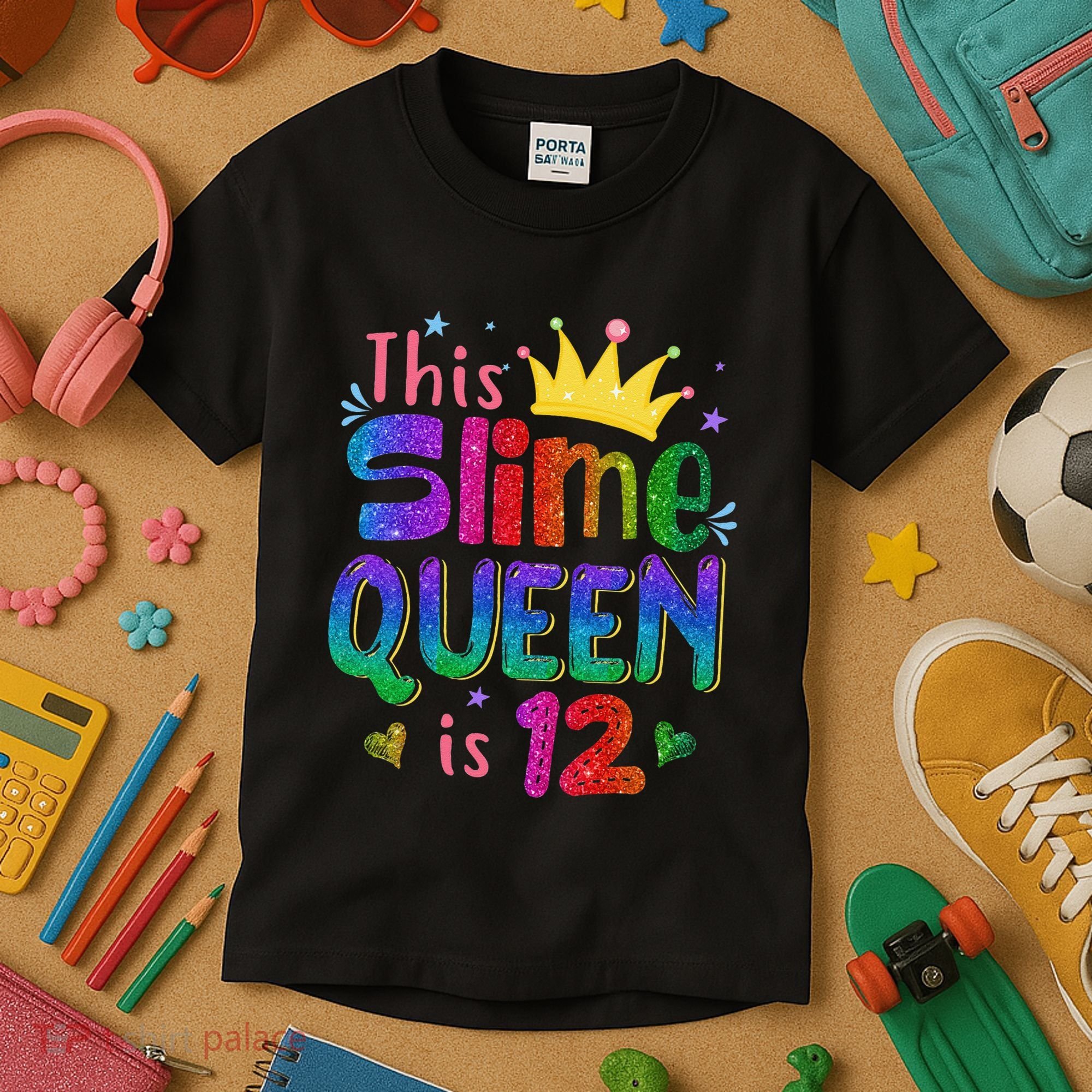12 Year Old Gift This Slime Queen Is 12th Birthday N Kids T-Shirt