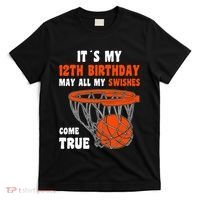 12 Year Old Happy 12th Birthday Basketball 12th Birthday T-Shirt thumb 0
