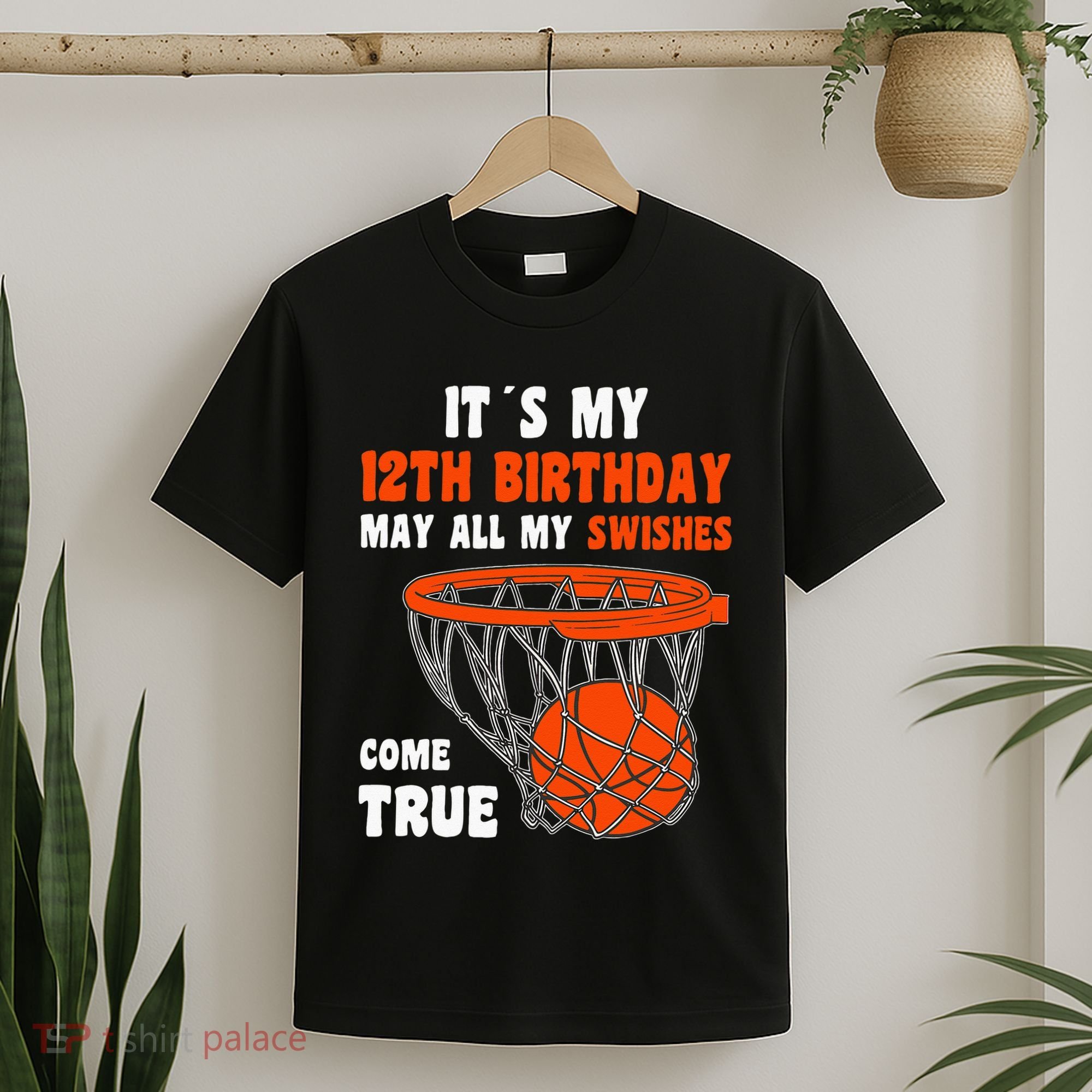 12 Year Old Happy 12th Birthday Basketball 12th Birthday T-Shirt