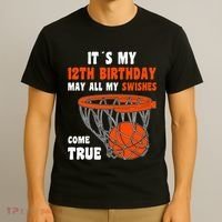 12 Year Old Happy 12th Birthday Basketball 12th Birthday T-Shirt thumb 3