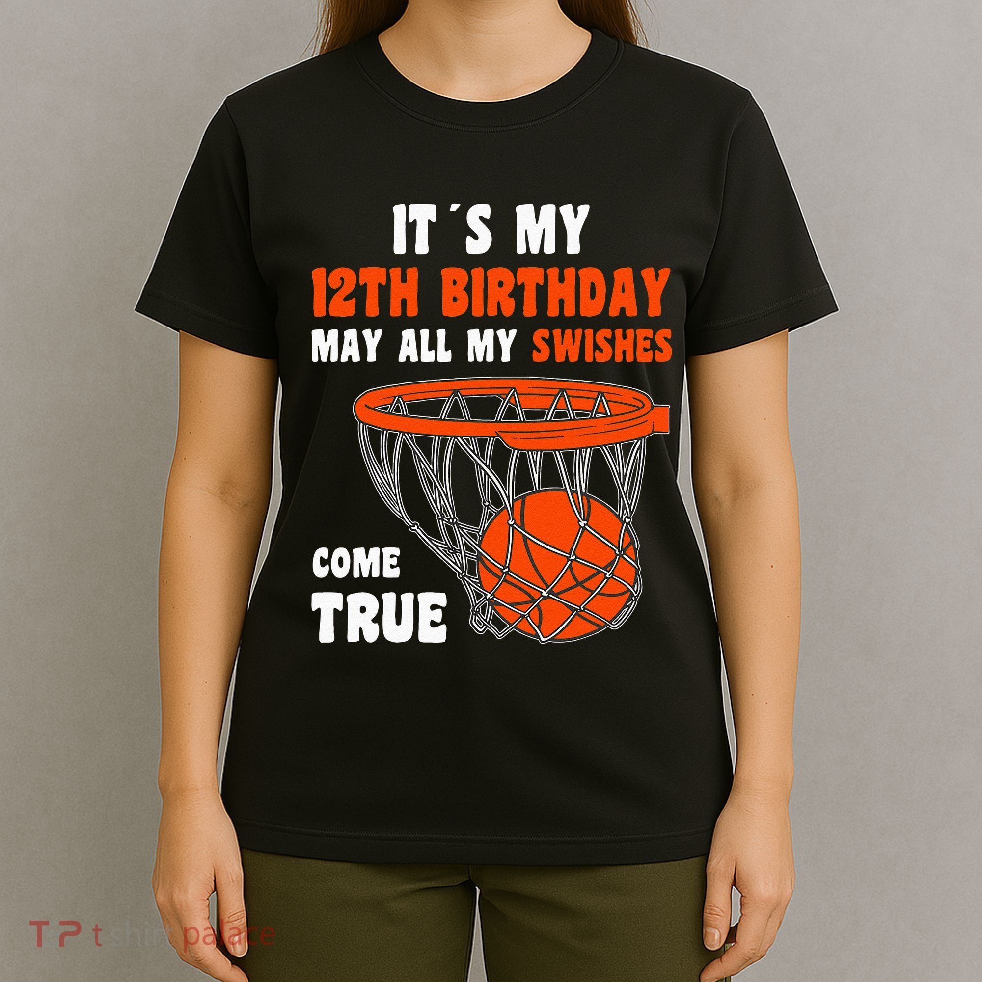 12 Year Old Happy 12th Birthday Basketball 12th Birthday T-Shirt