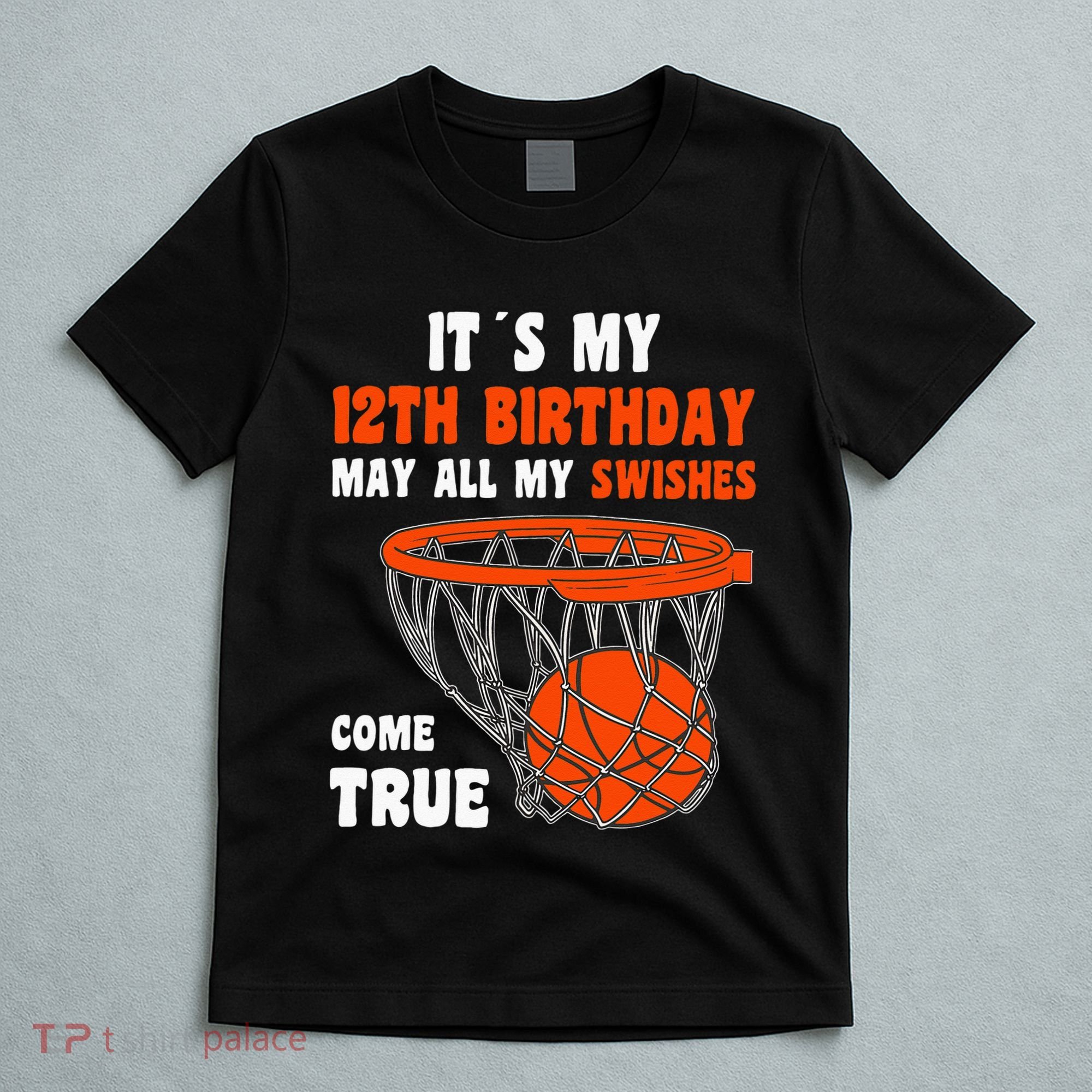 12 Year Old Happy 12th Birthday Basketball 12th Birthday T-Shirt