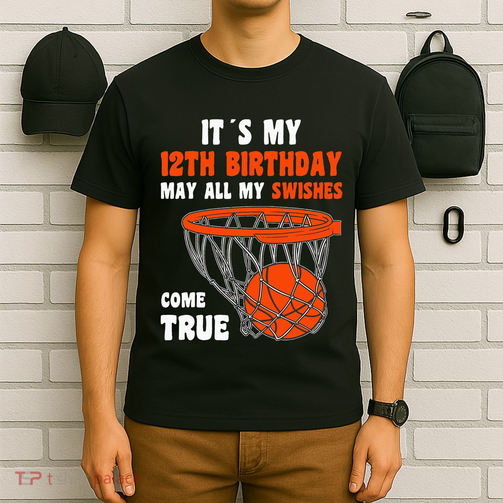 12 Year Old Happy 12th Birthday Basketball 12th Birthday T-Shirt