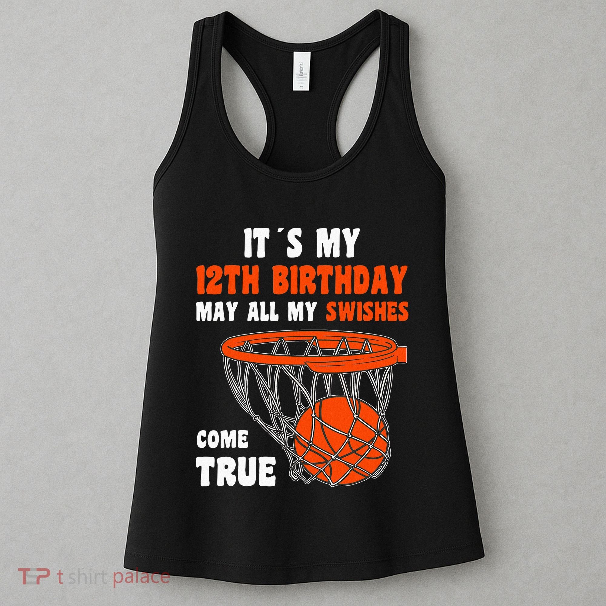 12 Year Old Happy 12th Birthday Basketball 12th Birthday Women's Tank Top