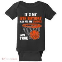 12 Year Old Happy 12th Birthday Basketball 12th Birthday Baby Bodysuit thumb 0