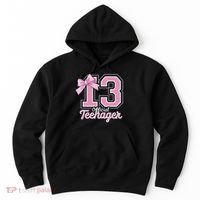 13 Year Old Coquette Bow Nager 13th Birthday Hoodie thumb 0