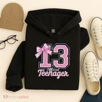 13 Year Old Coquette Bow Nager 13th Birthday Hoodie thumb 4