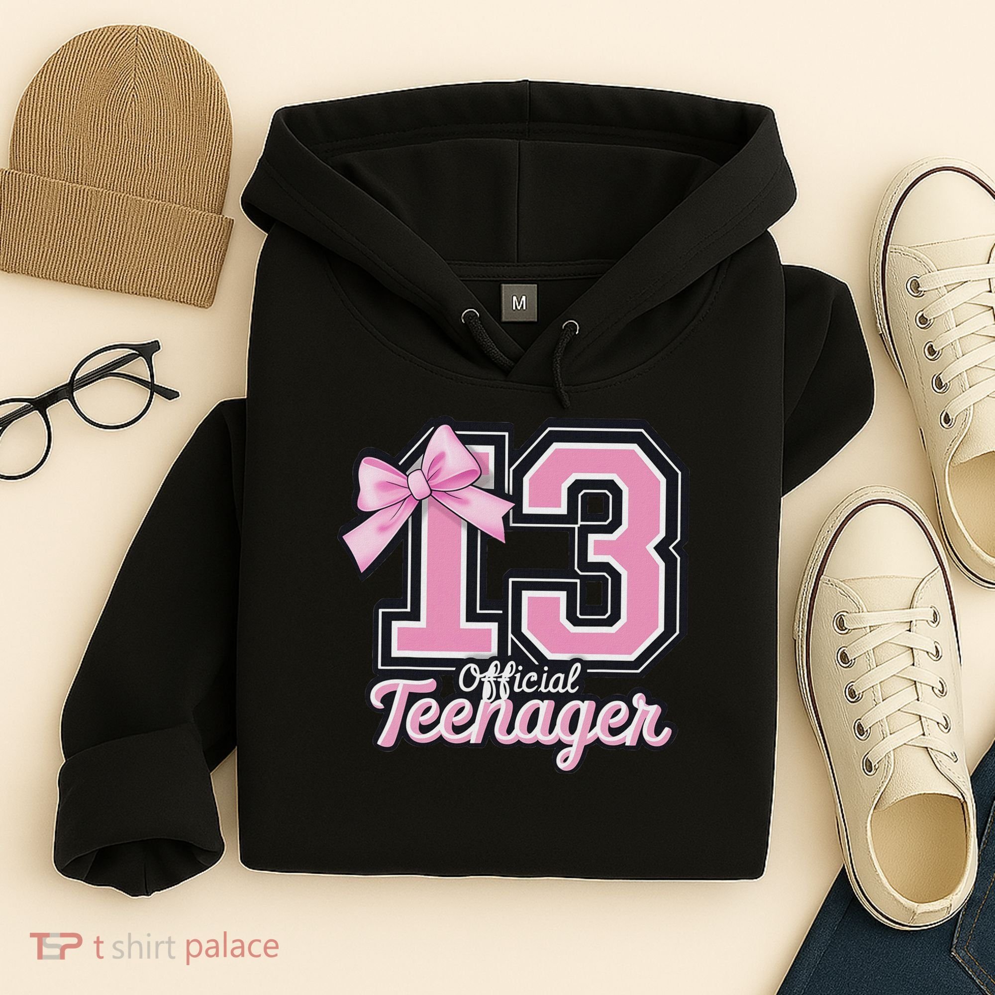 13 Year Old Coquette Bow Nager 13th Birthday Hoodie