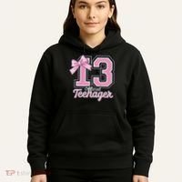 13 Year Old Coquette Bow Nager 13th Birthday Hoodie thumb 5