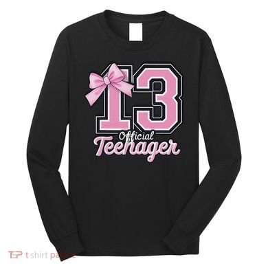 13 Year Old Coquette Bow Nager 13th Birthday Long Sleeve Shirt