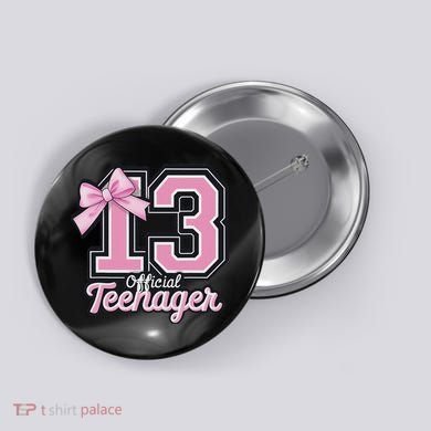 13 Year Old Coquette Bow Nager 13th Birthday Button