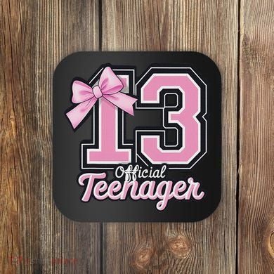 13 Year Old Coquette Bow Nager 13th Birthday Coaster