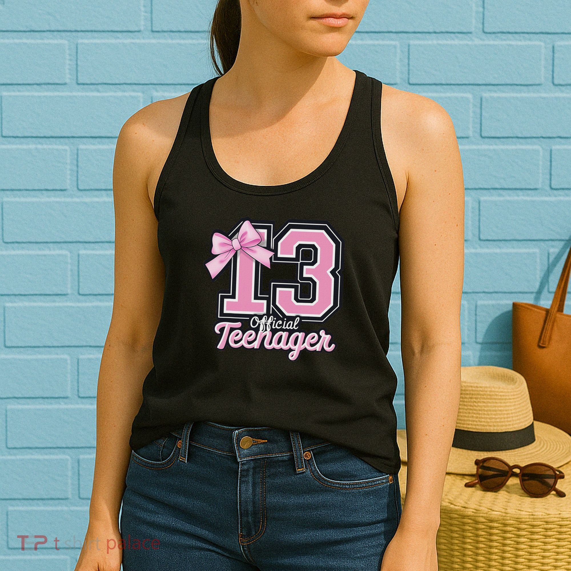 13 Year Old Coquette Bow Nager 13th Birthday Women's Tank Top