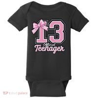 13 Year Old Coquette Bow Nager 13th Birthday Baby Bodysuit thumb 0