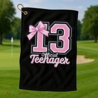 13 Year Old Coquette Bow Nager 13th Birthday Golf Towel thumb 1
