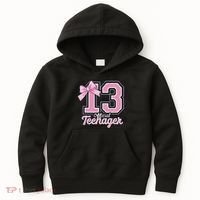 13 Year Old Coquette Bow Nager 13th Birthday Kids Hoodie thumb 0