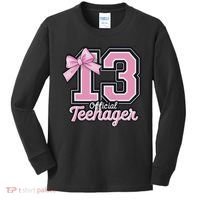 13 Year Old Coquette Bow Nager 13th Birthday Kids Long Sleeve Shirt thumb 0