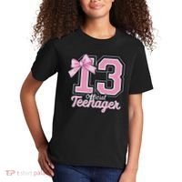 13 Year Old Coquette Bow Nager 13th Birthday Kids T-Shirt thumb 2