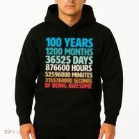 100 Years Of Being Awesome 100th Birthday Time Breakdown Hoodie thumb 2