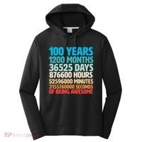 100 Years Of Being Awesome 100th Birthday Time Breakdown Performance Fleece Hoodie thumb 0