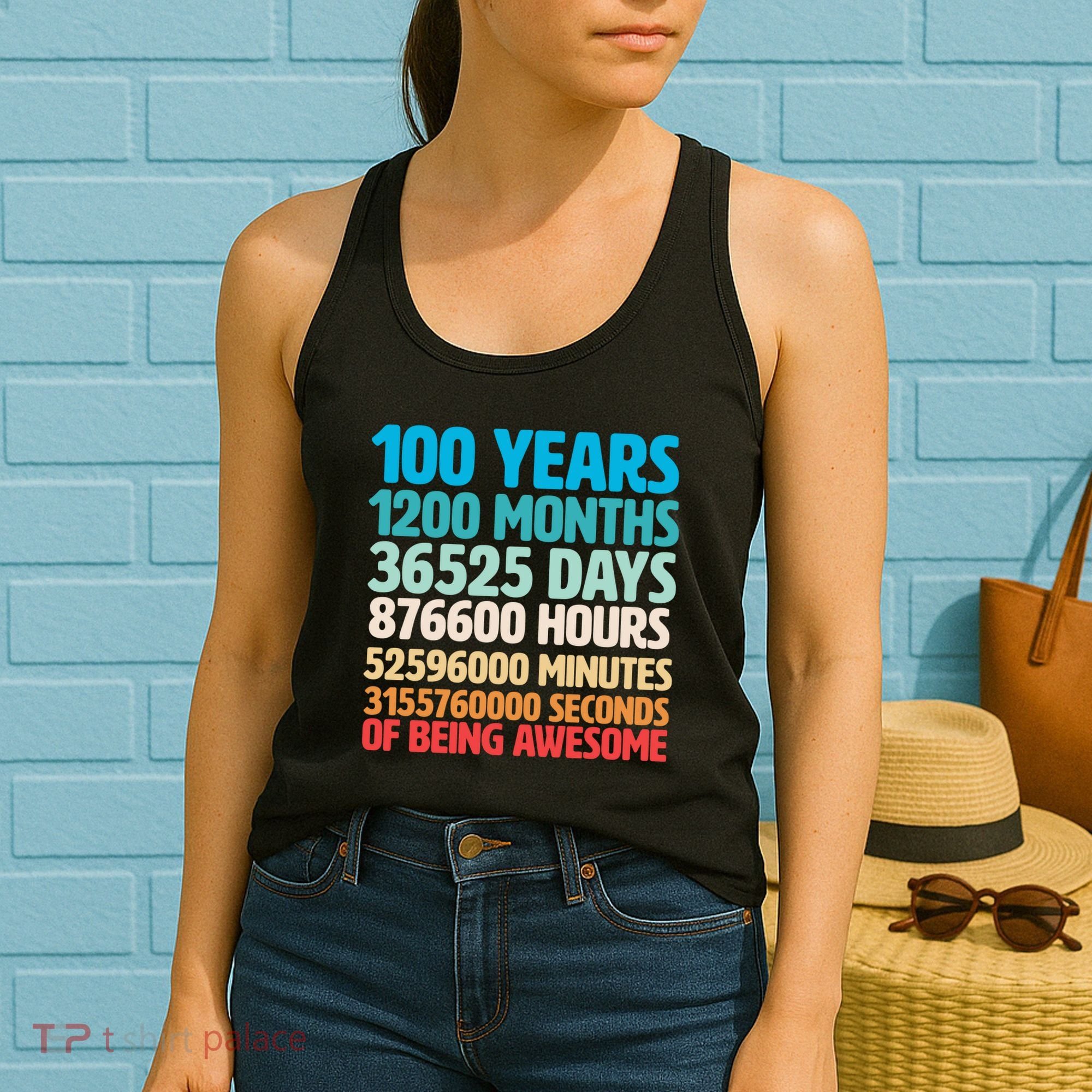 100 Years Of Being Awesome 100th Birthday Time Breakdown Women's Tank Top
