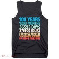 100 Years Of Being Awesome 100th Birthday Time Breakdown Tank Top thumb 0