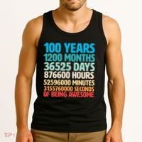 100 Years Of Being Awesome 100th Birthday Time Breakdown Tank Top thumb 3