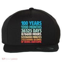 100 Years Of Being Awesome 100th Birthday Time Breakdown Wool Snapback Cap thumb 0