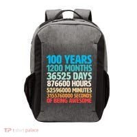 100 Years Of Being Awesome 100th Birthday Time Breakdown Vector Backpack thumb 0