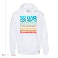100 Years Of Being Awesome 100th Birthday Time Breakdown Comfort Colors Garment-Dyed Hooded Sweatshirt thumb 0