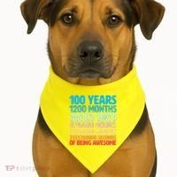 100 Years Of Being Awesome 100th Birthday Time Breakdown USA-Made Doggie Bandana thumb 1