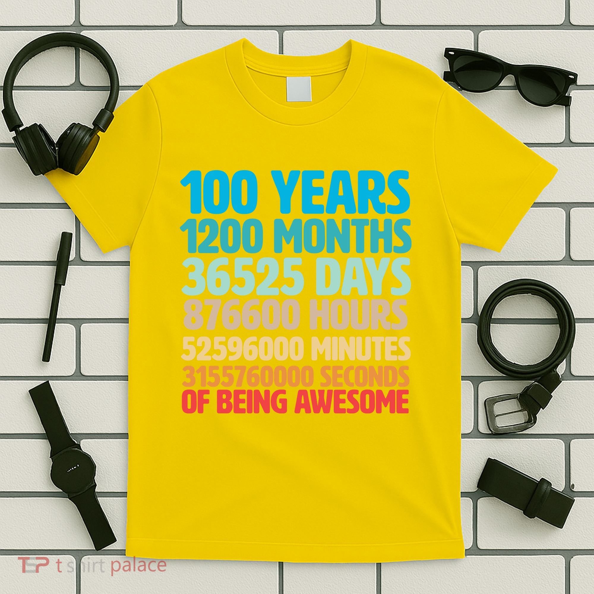 100 Years Of Being Awesome 100th Birthday Time Breakdown T-Shirt