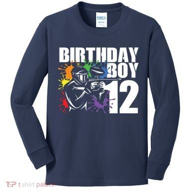 12 Year Old Paintball Birthday Party 12th Gift For Kids Long Sleeve Shirt