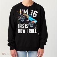 16 Year Old Gift Cool 16th Birthday Boy Gift For Monster Truck Car Lovers Women's Sweatshirt thumb 0